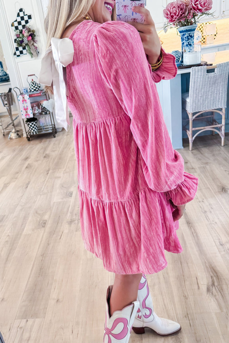 ✨Women's Velvet Dress Gorgeous Pink Luxury Dress with Pockets(Restocking! Shipping after February 10th!)