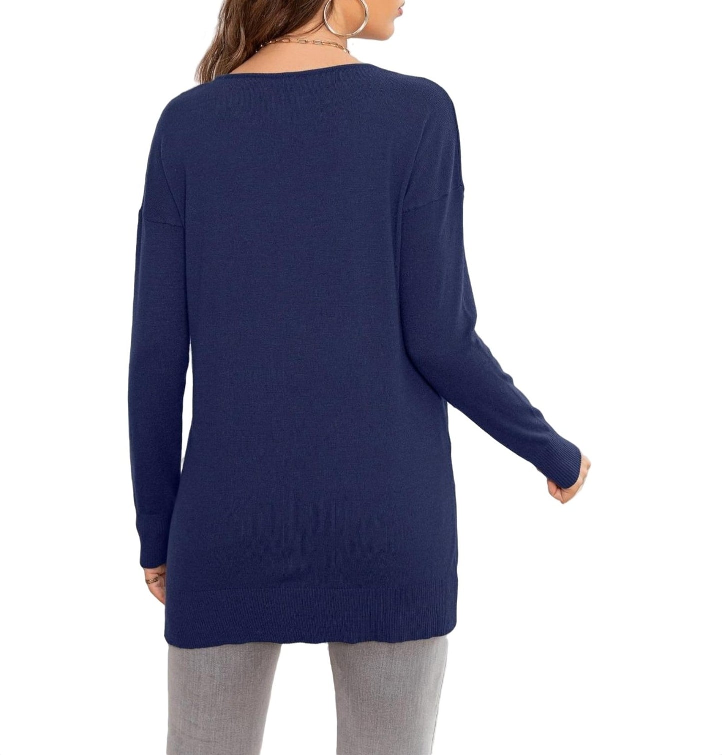 ✨Women's Casual Solid V Neck Pullover