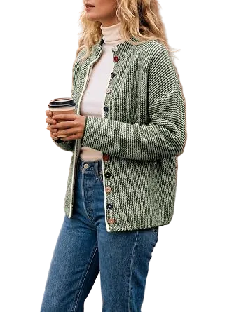 Womens Stand Collar Colorful Button Fall Cardigan