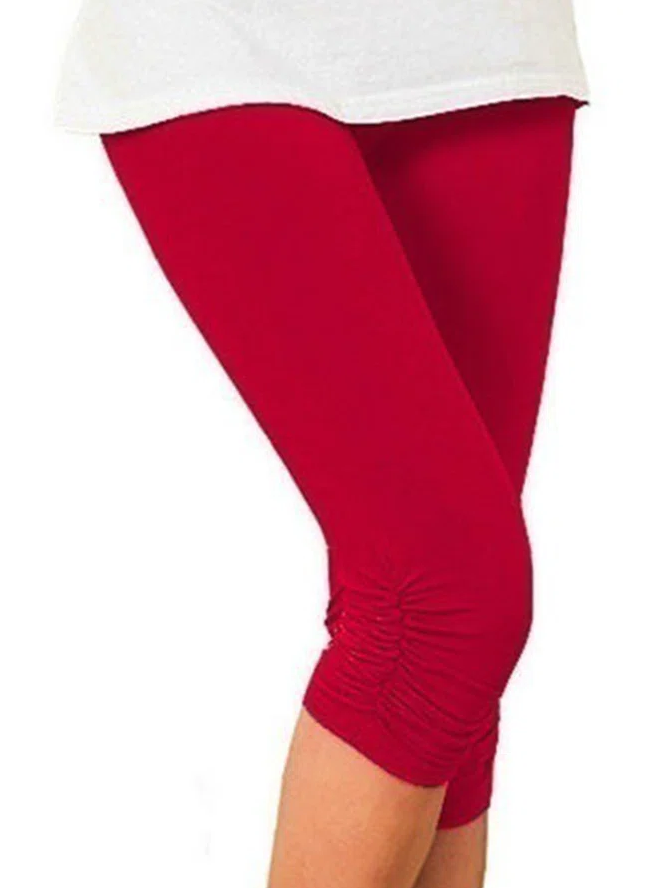 Casual Sports Plus Size Plain Capris Leggings