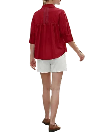 🎀Oversized Half Sleeve Button Down Shirt