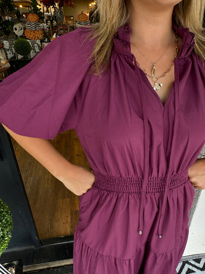 ✨Elegant Half Sleeve Tie-up Pleated Loose Dress