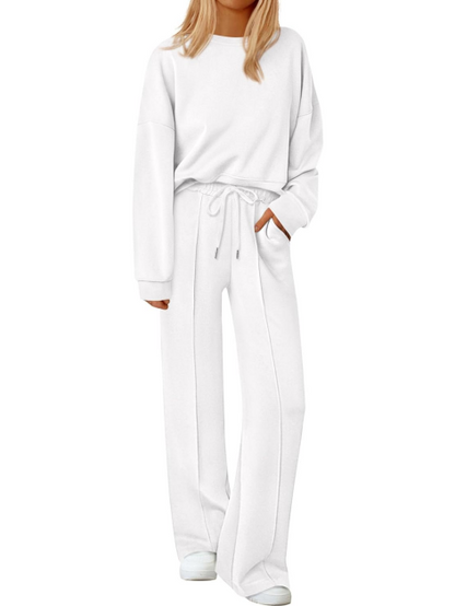 🎀Two Piece Crew Neck Wide Leg Pant Lounge Set