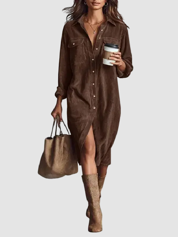 🎀Timeless Fall Lapel Midi Shirt Dress