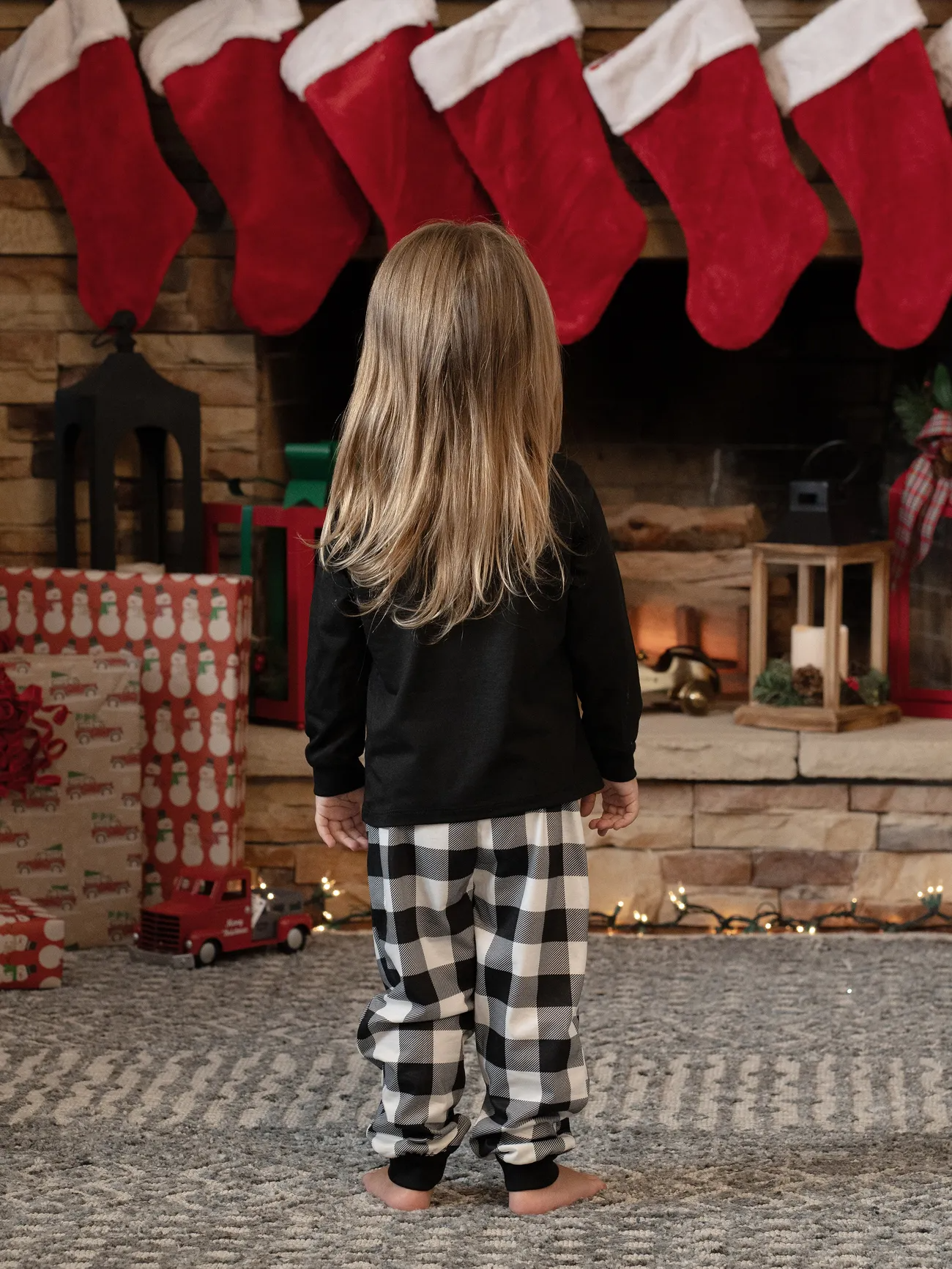 Family Christmas  Long-sleeve Black White Letters Pajamas