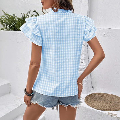 2026 Spring/Summer Women's Casual Plaid Blouse