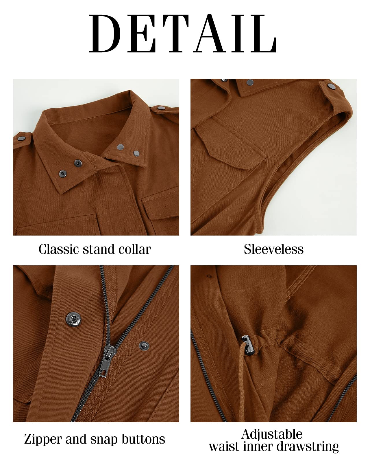 Women's Fall Stand Collar Zip Up Military Cotton Utility Safari Jacket