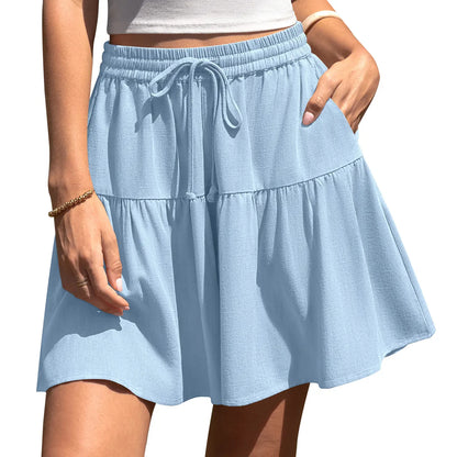 ⏰Hot Sale-Women's High Waist Drawstring Tiered Skort