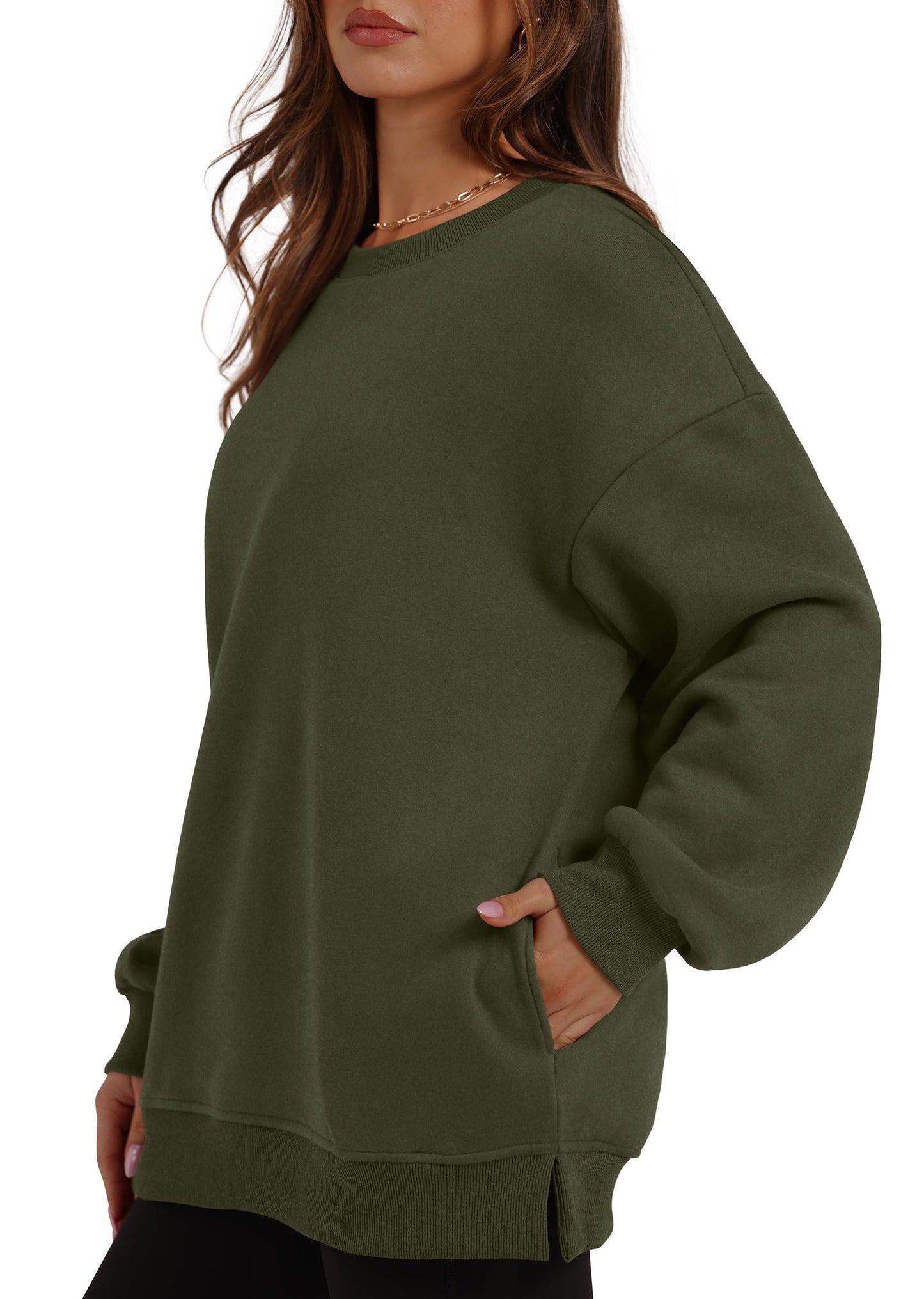 Women's Oversized Fleece Pullover with Hidden Pockets