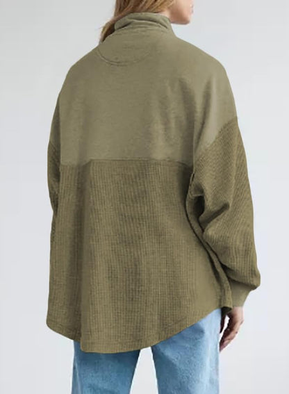 ✨ Women's  Waffle Knit Half Zip Pullover Casual Sweatshirt