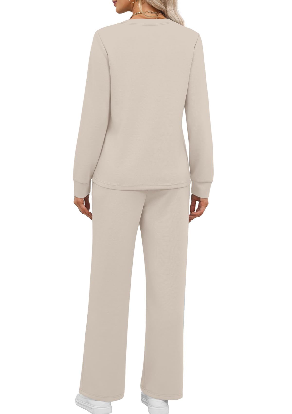 ⏰Hot Sale-Women Two Piece Lounge Set Long Sleeve Top Wide Leg Pants