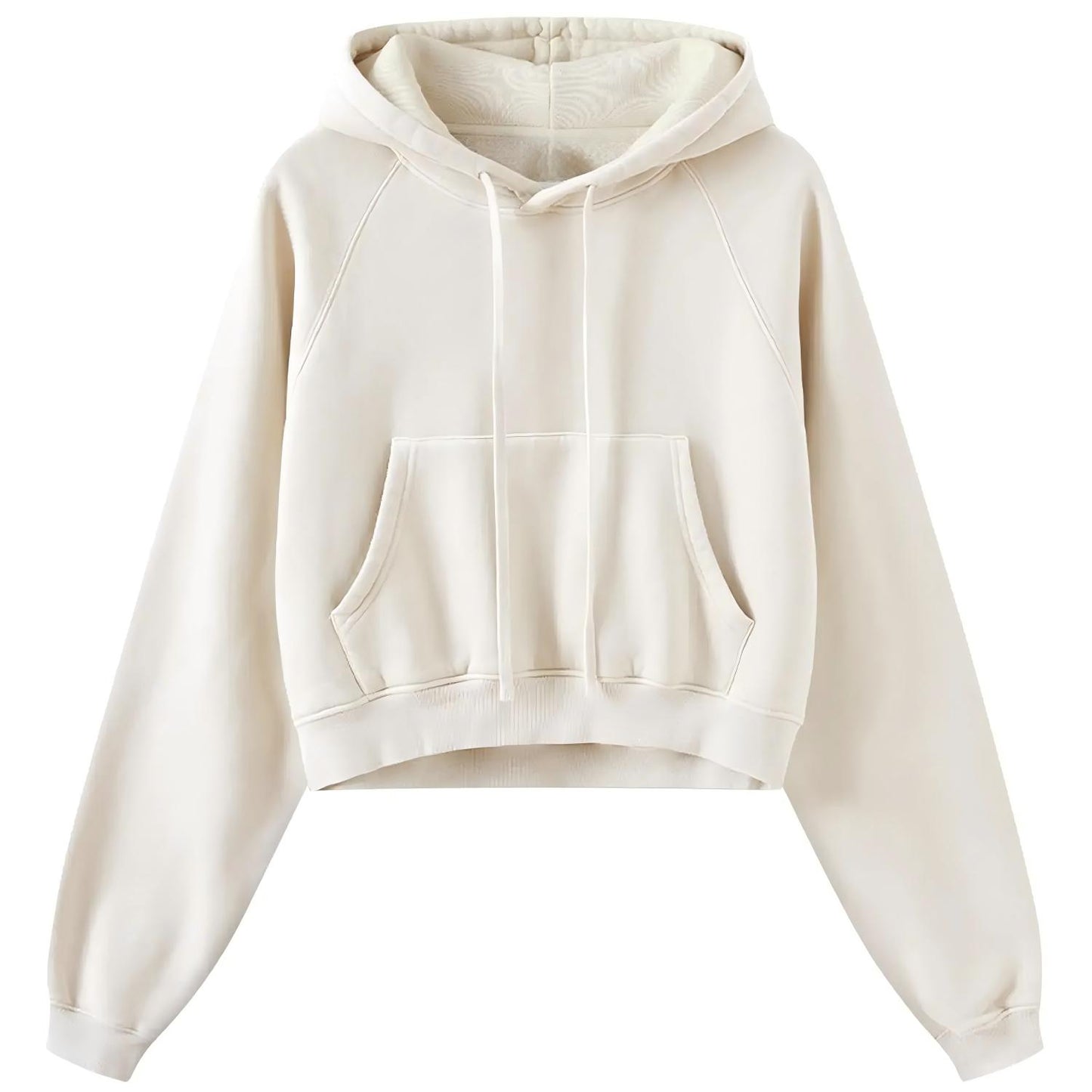 Retro Washed Drawstring Cropped Hooded Sweatshirt