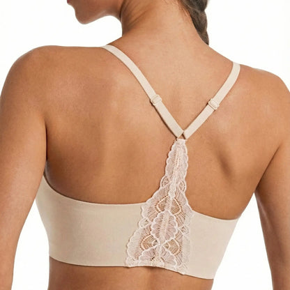 Women Lace Jelly Bra Bralettes Pullover Bra Seamless Wireless Deep V Racerback Bra