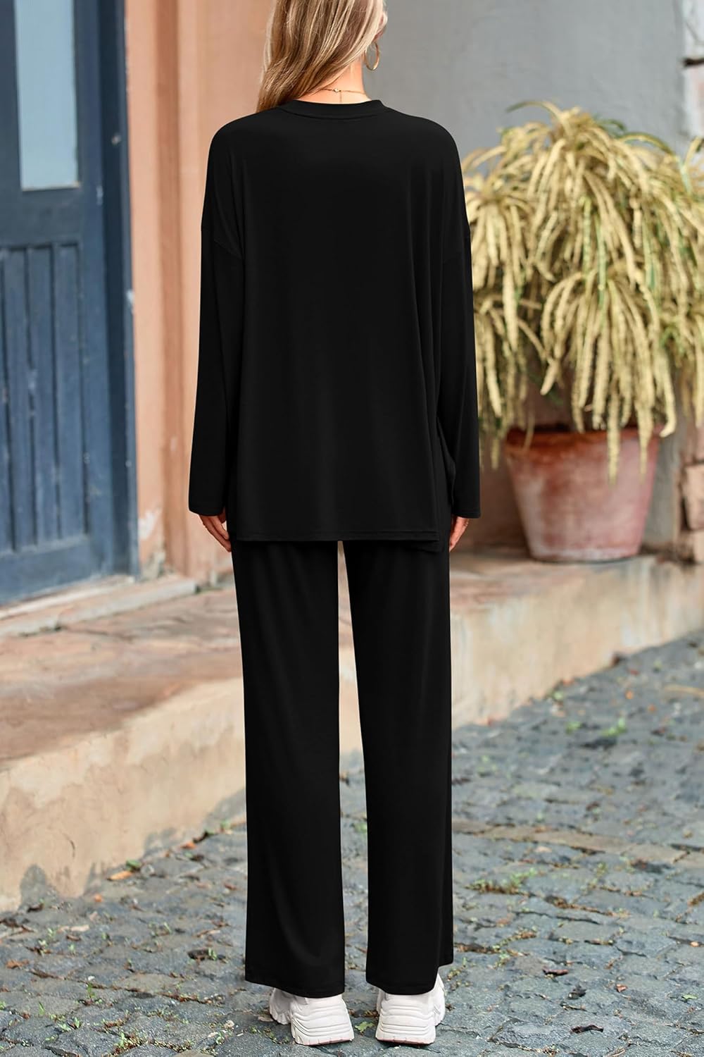 ✨Women's Matching Long Sleeve Shirts Wide Leg Pants Two Piece Lounge Sets