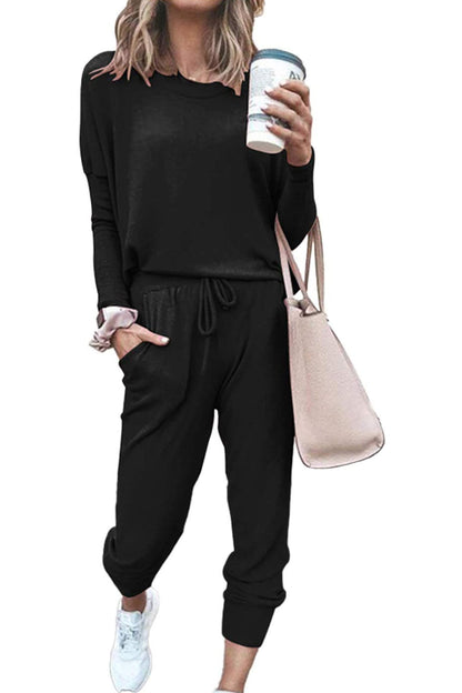 2025 Hot Sale Women's Fall Crewneck Pullover Tops And High Waisted Pants Lounge Set