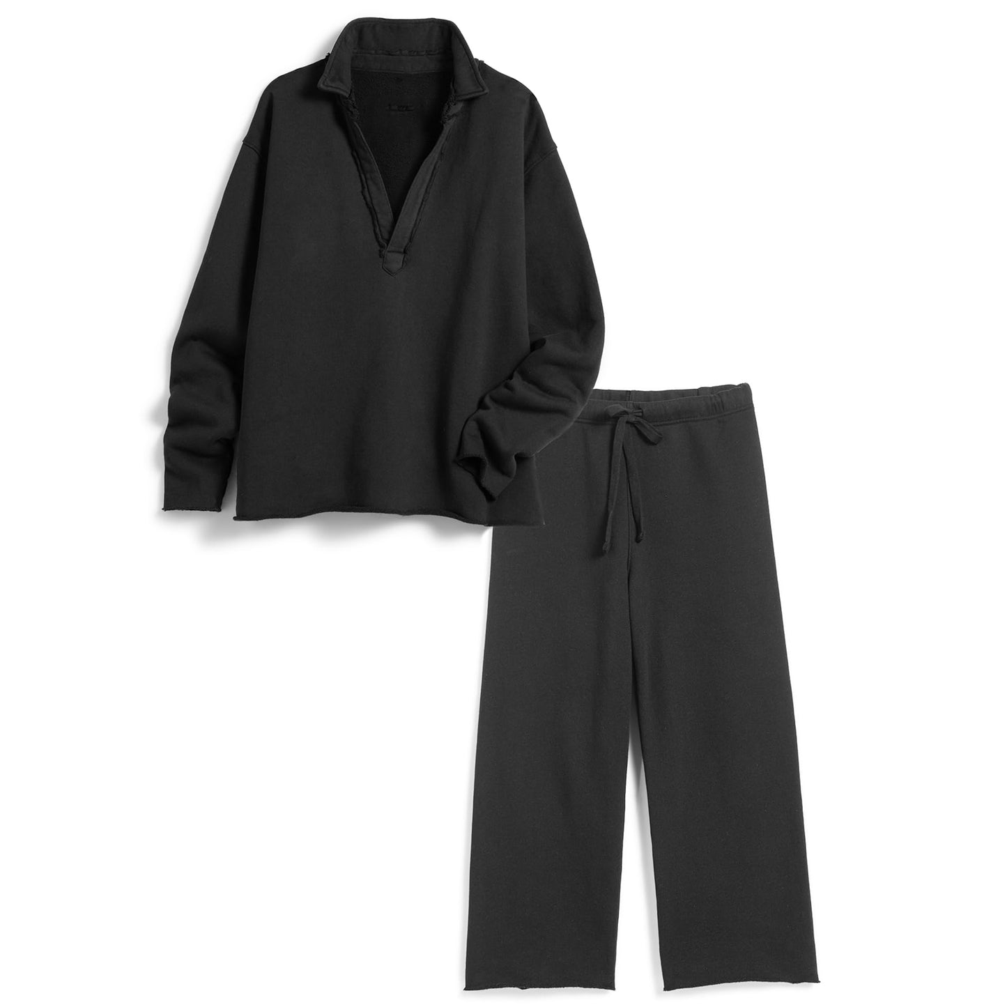 Women's V Neck Pullover Sweatshirts Wide Leg Pants Set