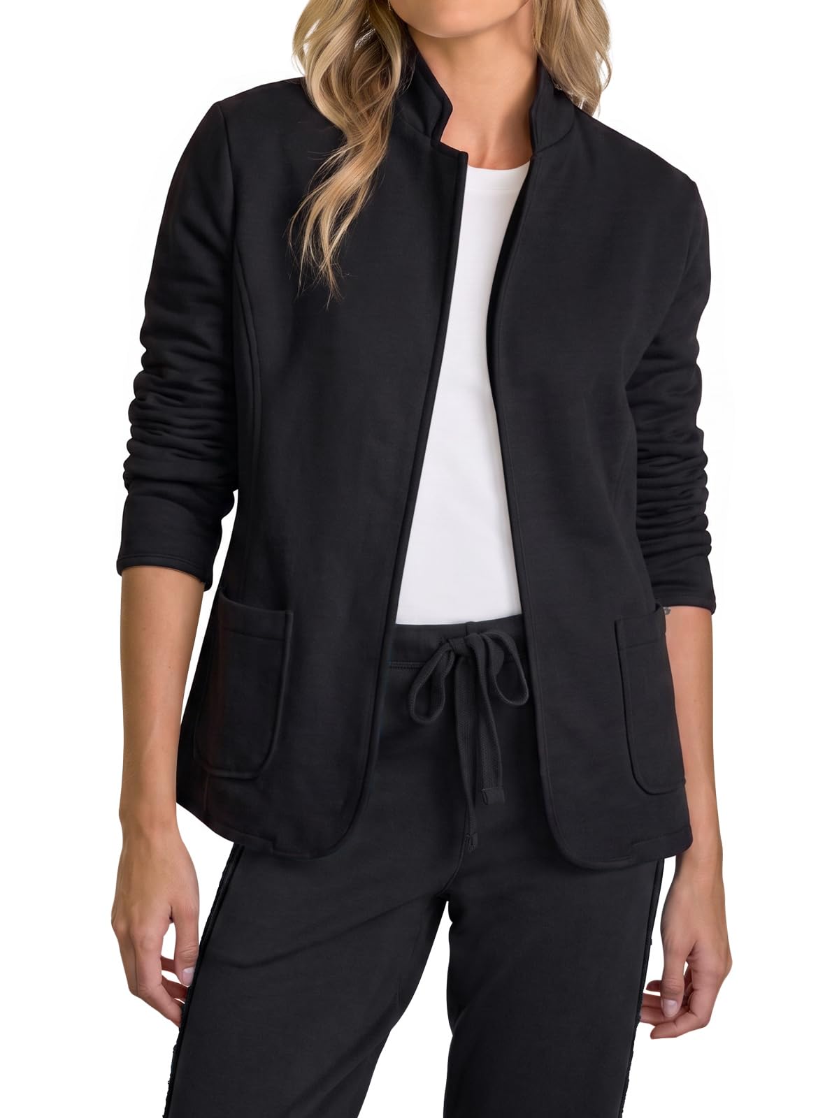 Womens Open Front Lapel Sweatshirt Blazer