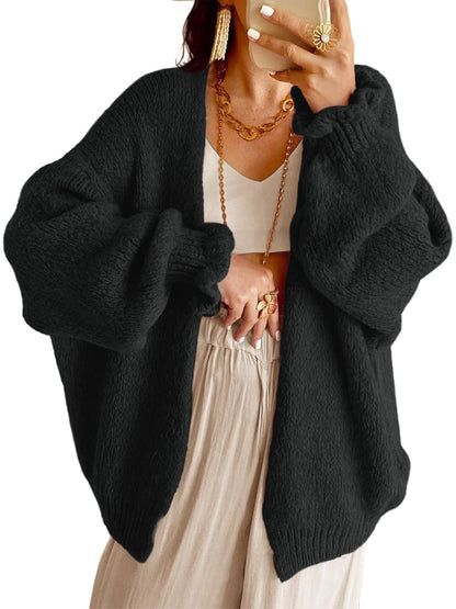 Women Open-Front Oversized Chunky Knit Sweaters Cardigan