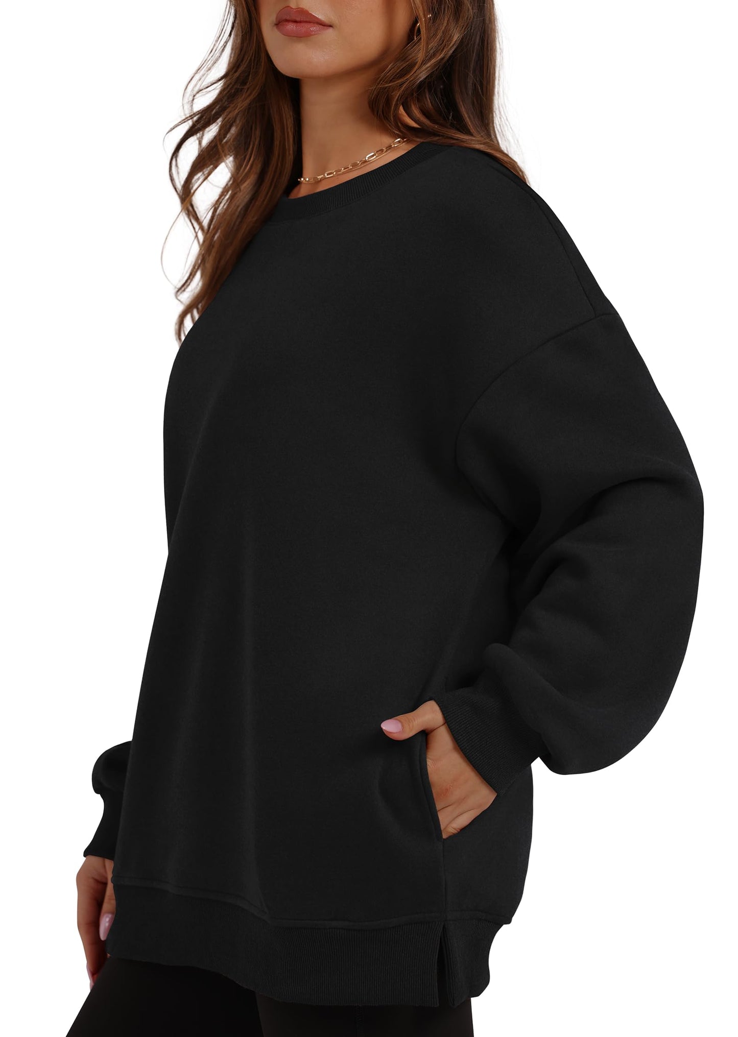 Women's Oversized Fleece Pullover with Hidden Pockets
