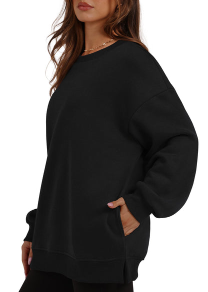 Women's Oversized Fleece Pullover with Hidden Pockets