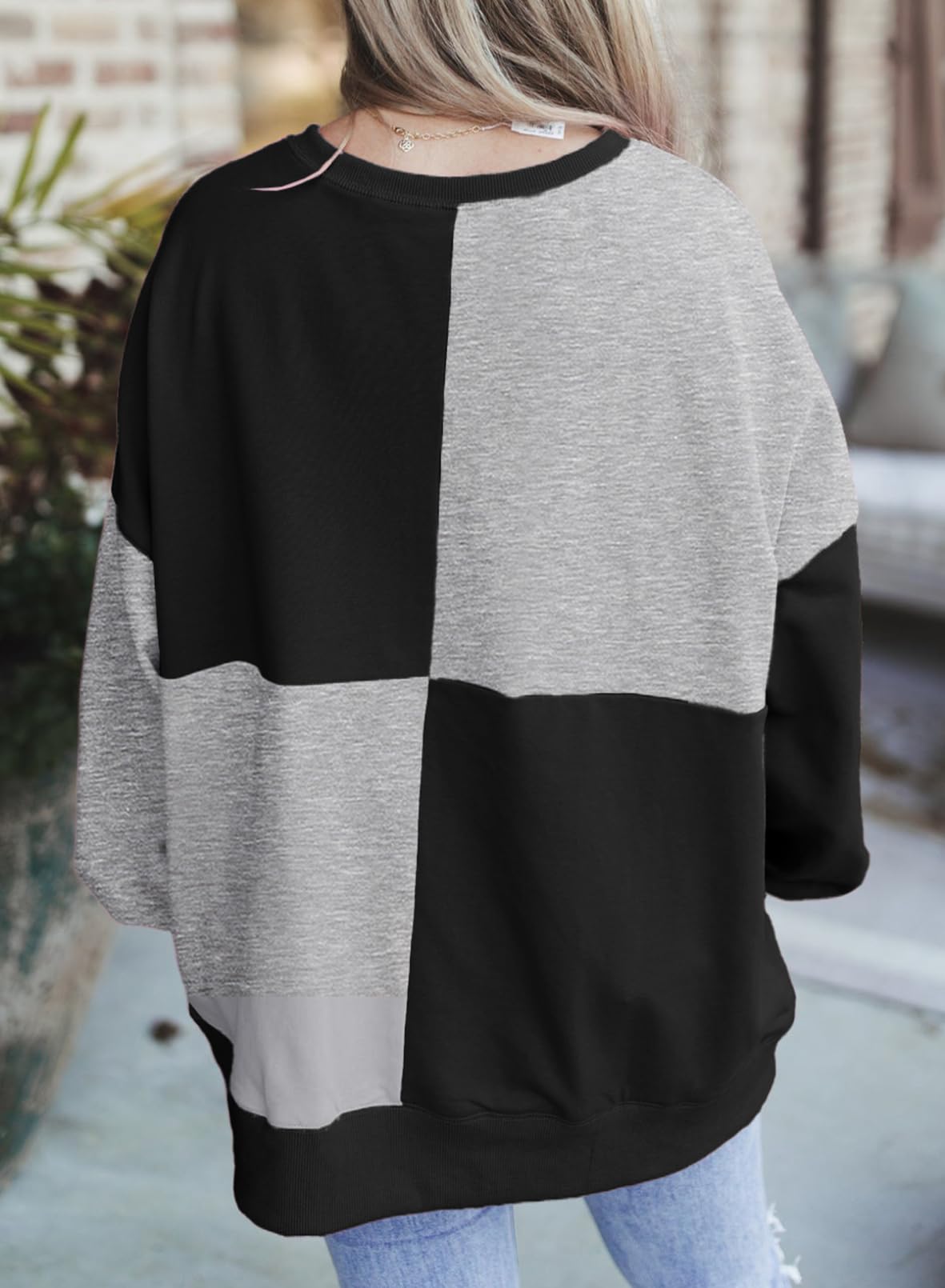 ⏰Hot Sale-Women's Casual Color Block Loose Button Henley Pullover Top