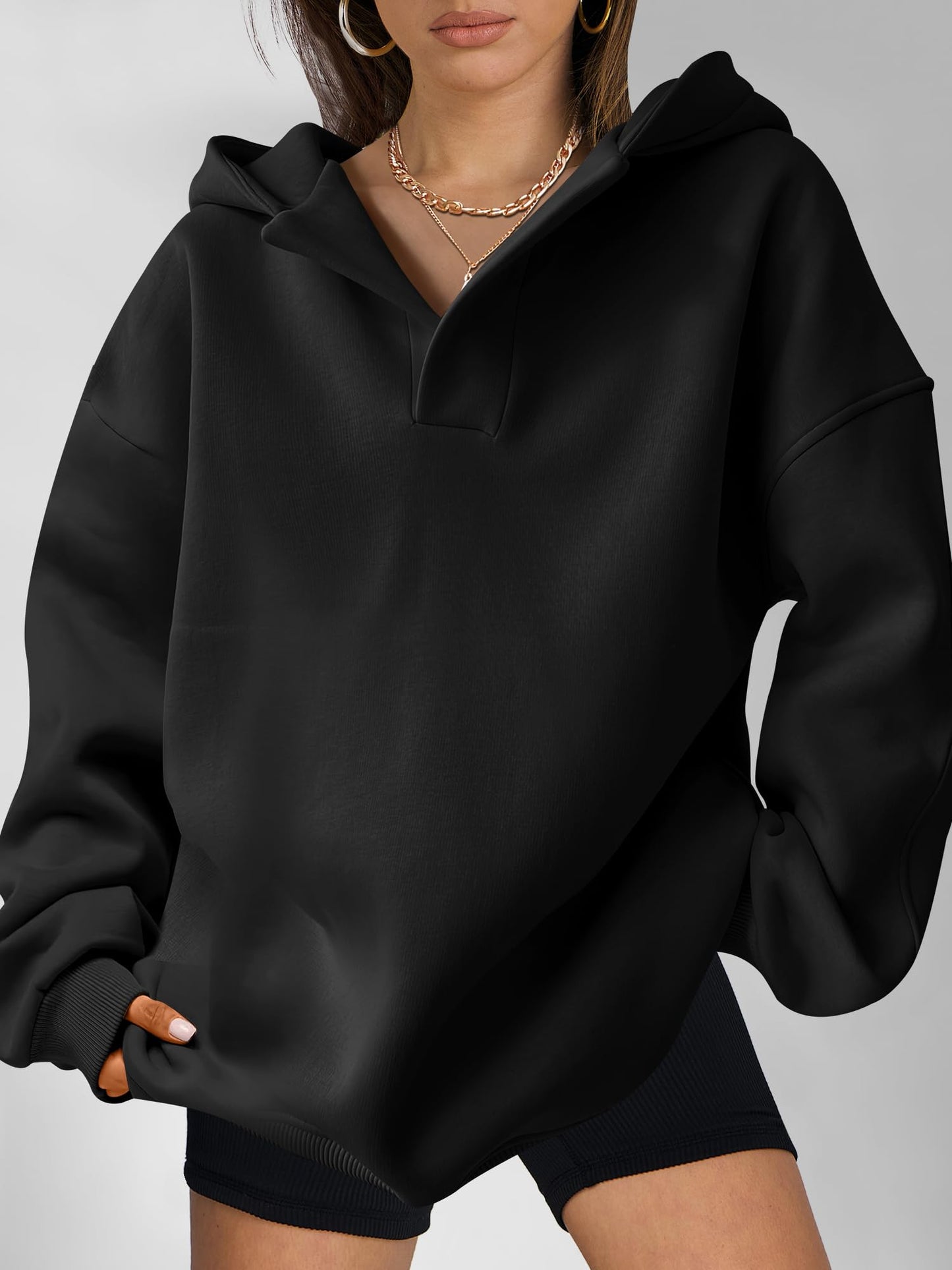 ⏰Hot Sale-Women's V Neck Oversized Hoodies