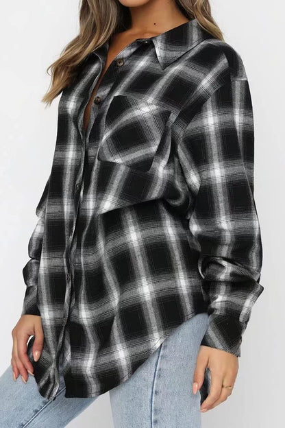 Women's Button Down Flannel Shirts Plaid Shacket