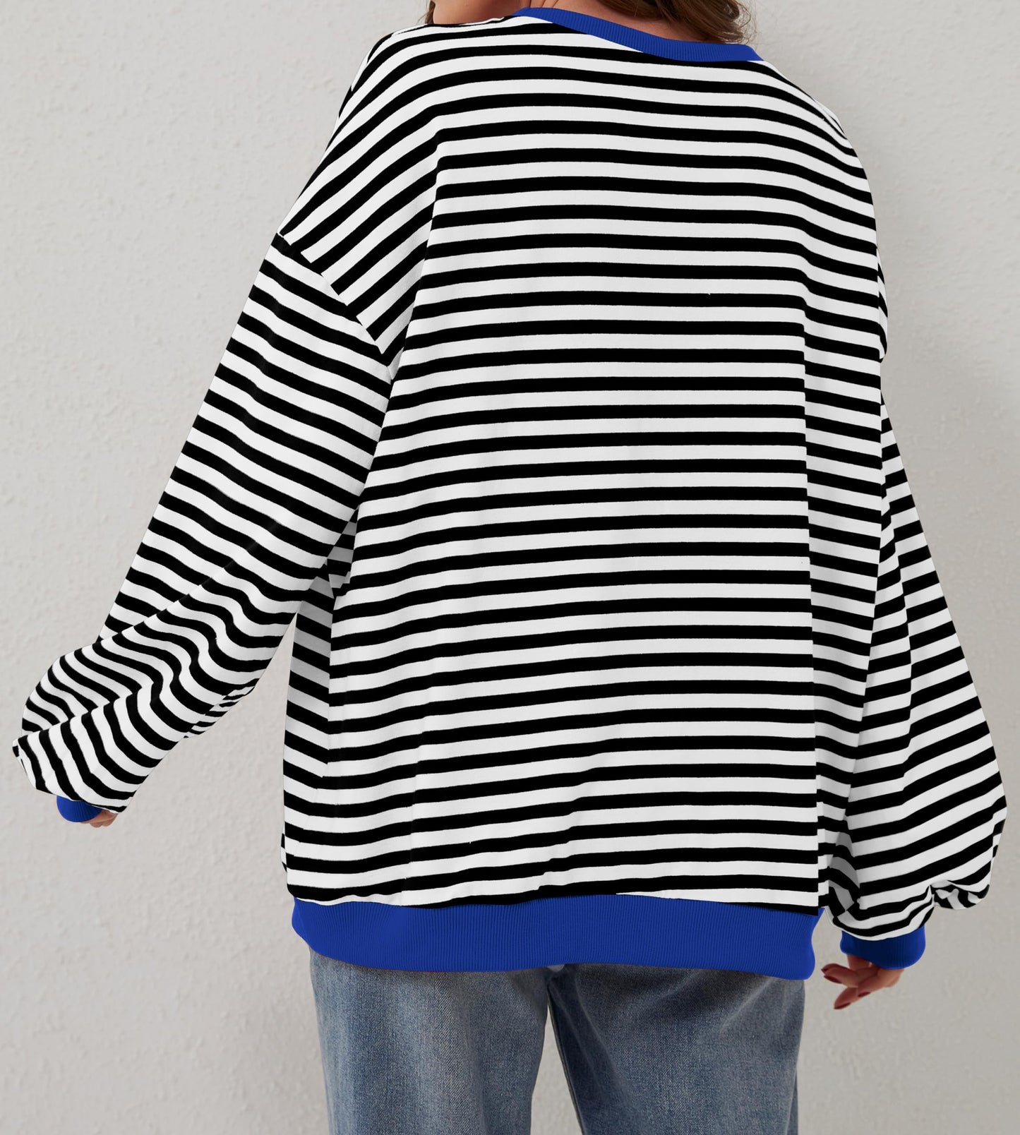⏰Hot Sale-Oversized Striped Color Block Sweatshirt