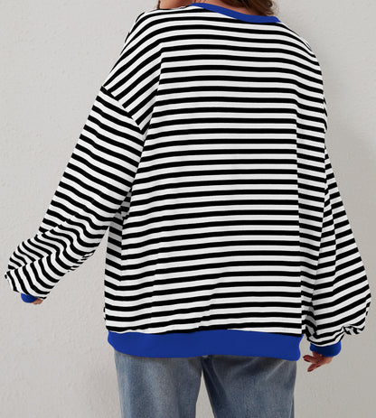 ⏰Hot Sale-Oversized Striped Color Block Sweatshirt