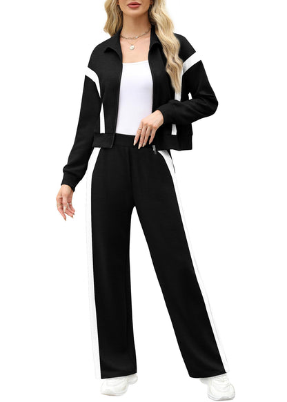 ✨Women Sweatsuit 2 Piece Outfits Sweatshirt Wide Leg Sweatpant Tracksuit