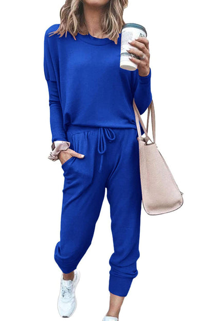 2025 Hot Sale Women's Fall Crewneck Pullover Tops And High Waisted Pants Lounge Set