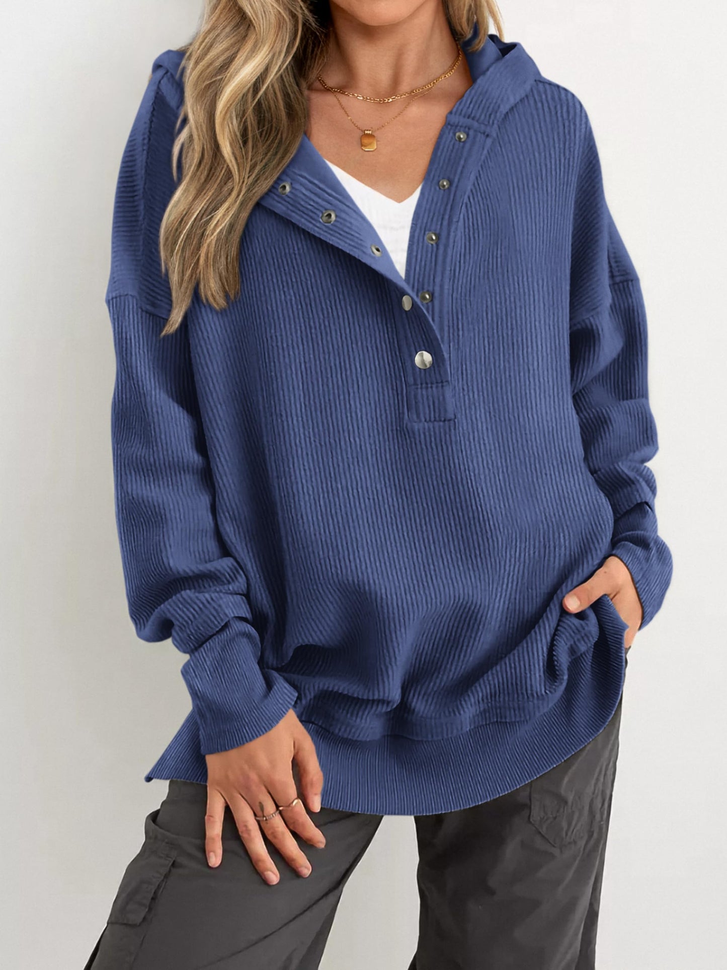 ✨Women's Oversized Button V Neck Hoodie