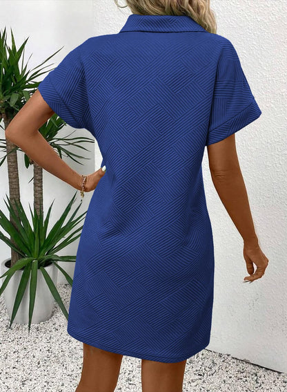 ✨Women's Lapel Collared Batwing Short Sleeve Mini Dress