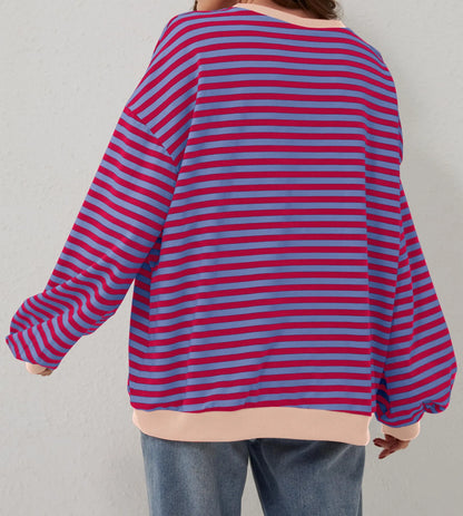 ⏰Hot Sale-Oversized Striped Color Block Sweatshirt