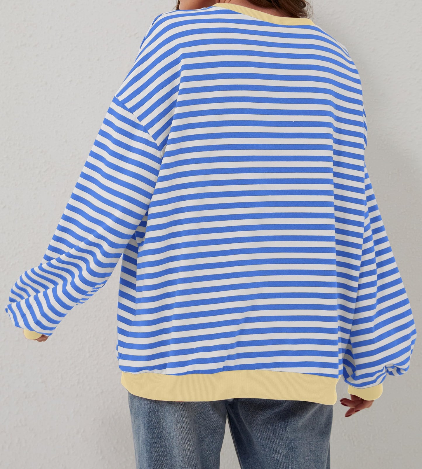 ⏰Hot Sale-Oversized Striped Color Block Sweatshirt