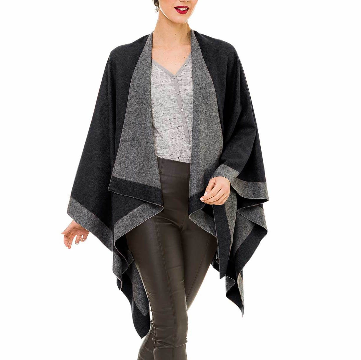 Women's Shawl Wrap Poncho Cape Cardigan Sweater Open Front
