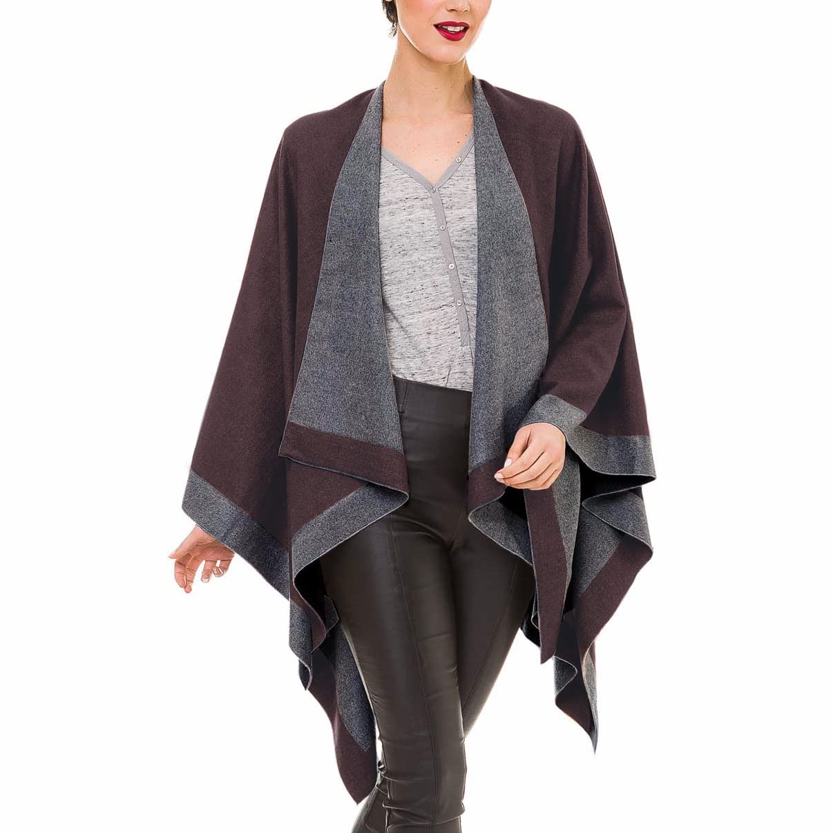 Women's Shawl Wrap Poncho Cape Cardigan Sweater Open Front
