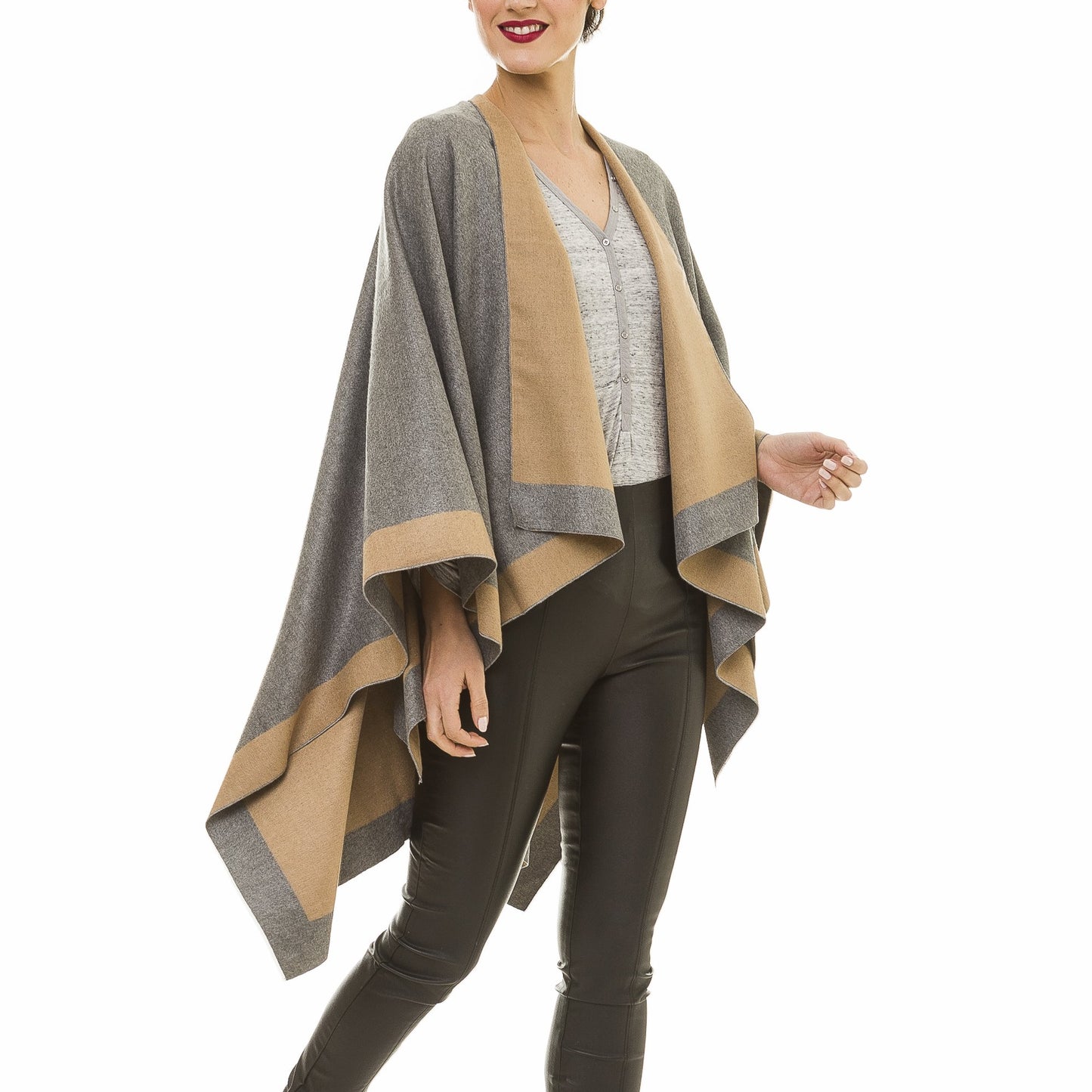 Women's Shawl Wrap Poncho Cape Cardigan Sweater Open Front