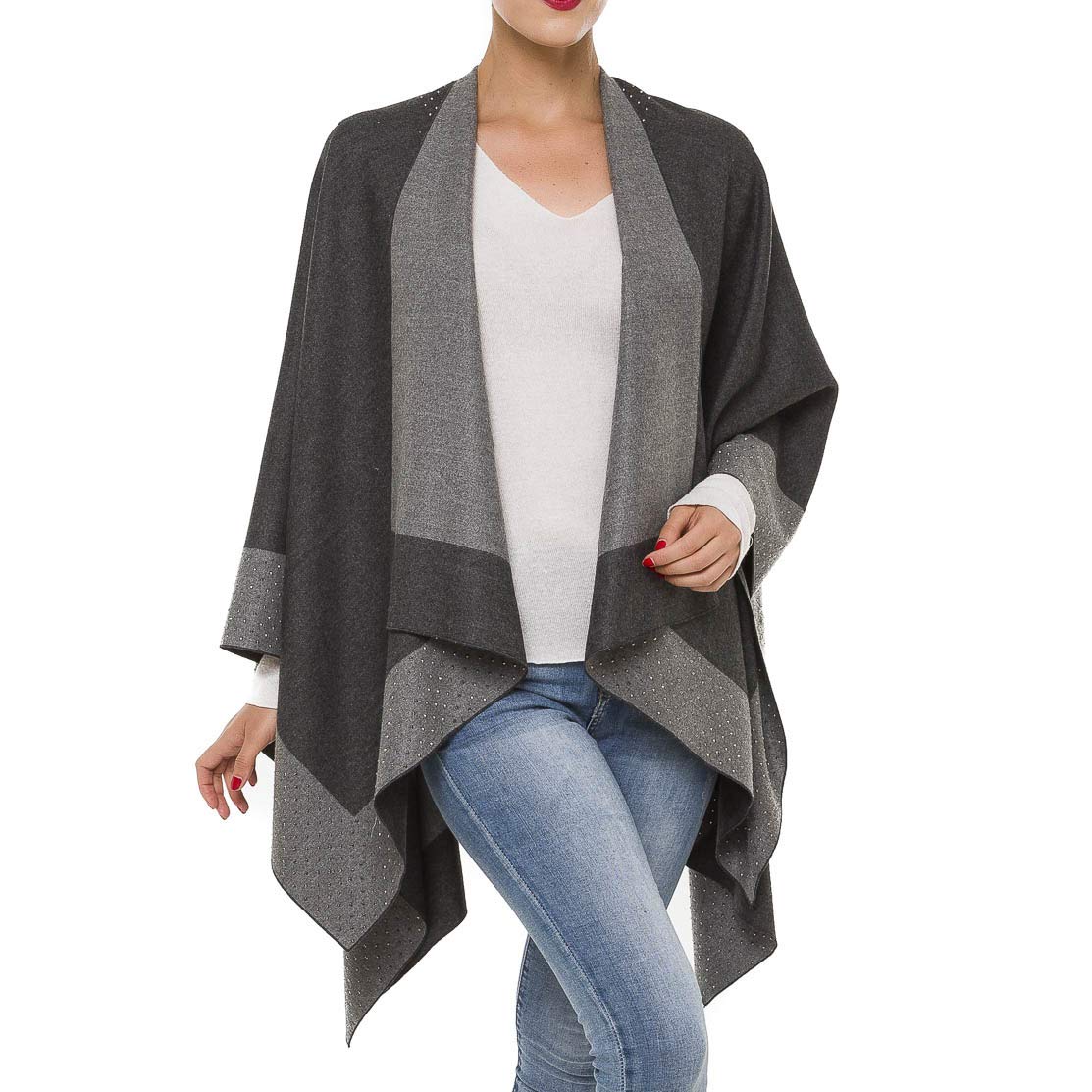 Women's Shawl Wrap Poncho Cape Cardigan Sweater Open Front