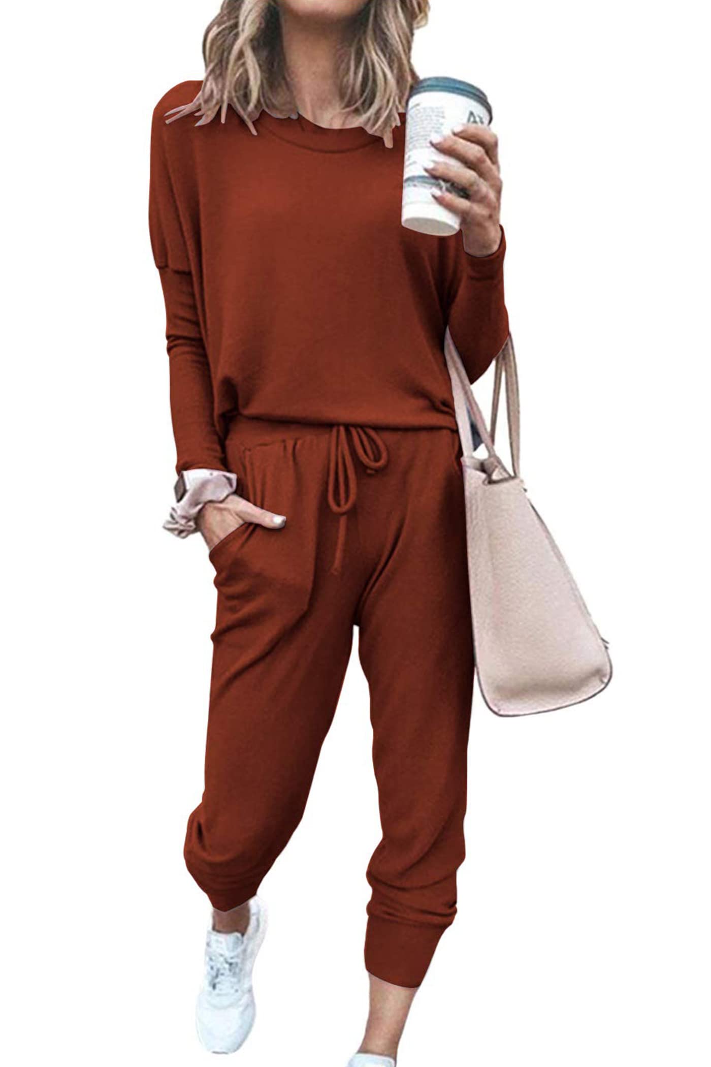 2025 Hot Sale Women's Fall Crewneck Pullover Tops And High Waisted Pants Lounge Set