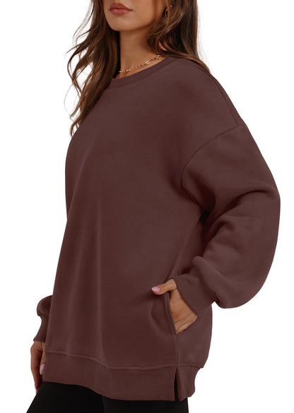 Women's Oversized Fleece Pullover with Hidden Pockets