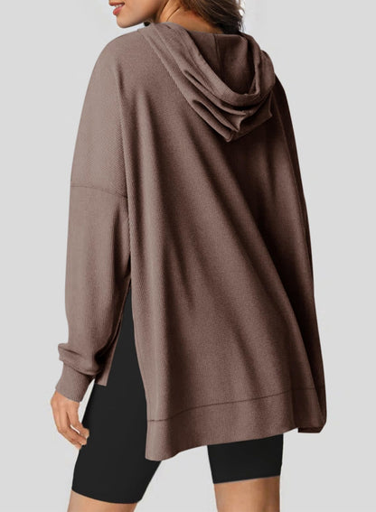 ✨Oversized Hoodies for Women Waffle Knit Drawstring Side Slit Pullover Sweatshirts with Pocket (Final Days: Big Savings!!!)