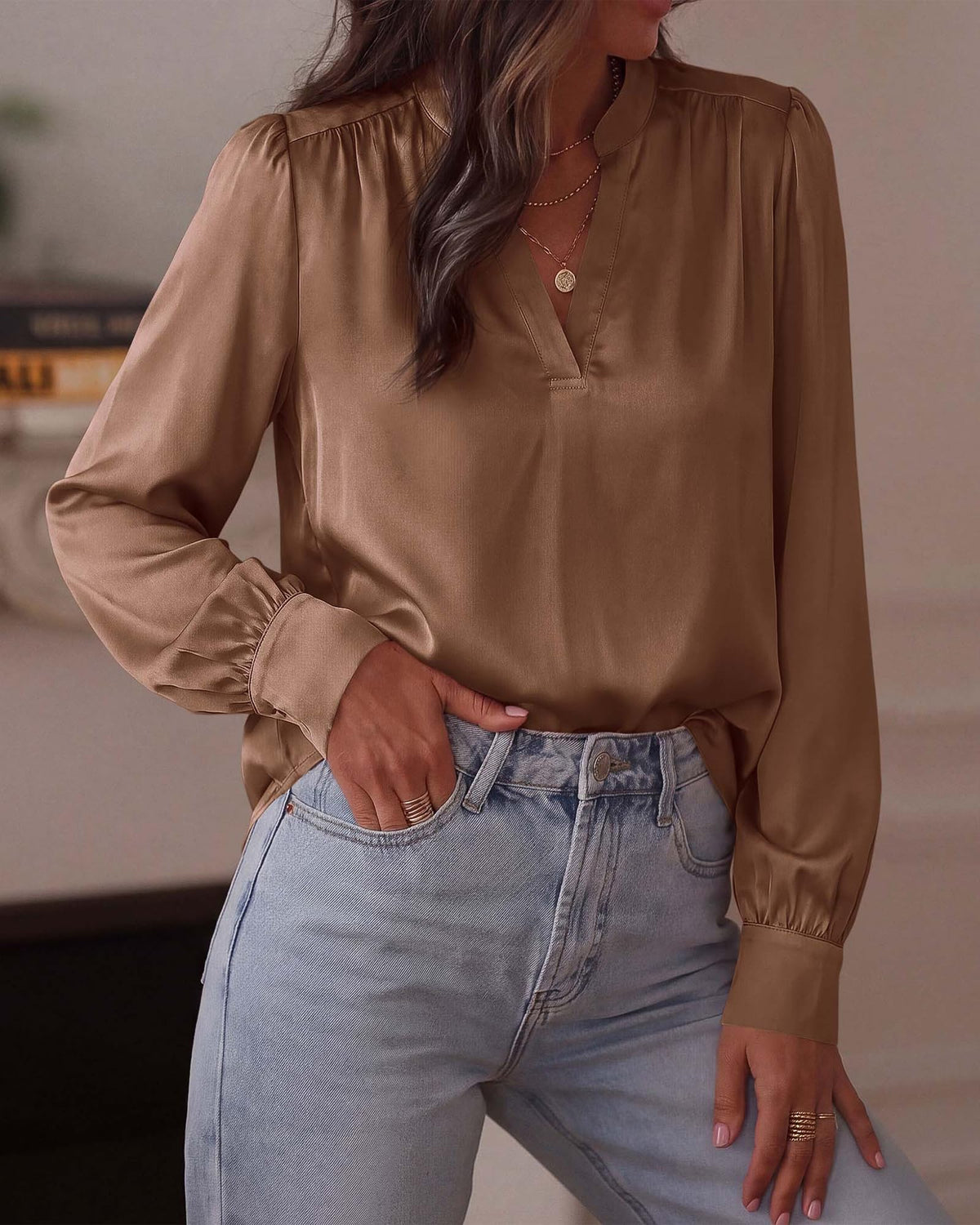 Women Dressy Casual Work Fall Long Sleeve Shirts
