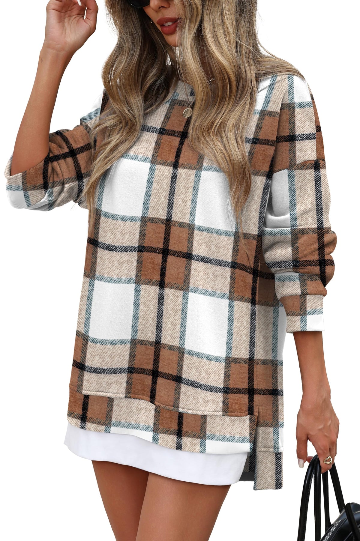 ⏰Hot Sale-Fall Casual Long Sleeve Side Slit Tunic Top