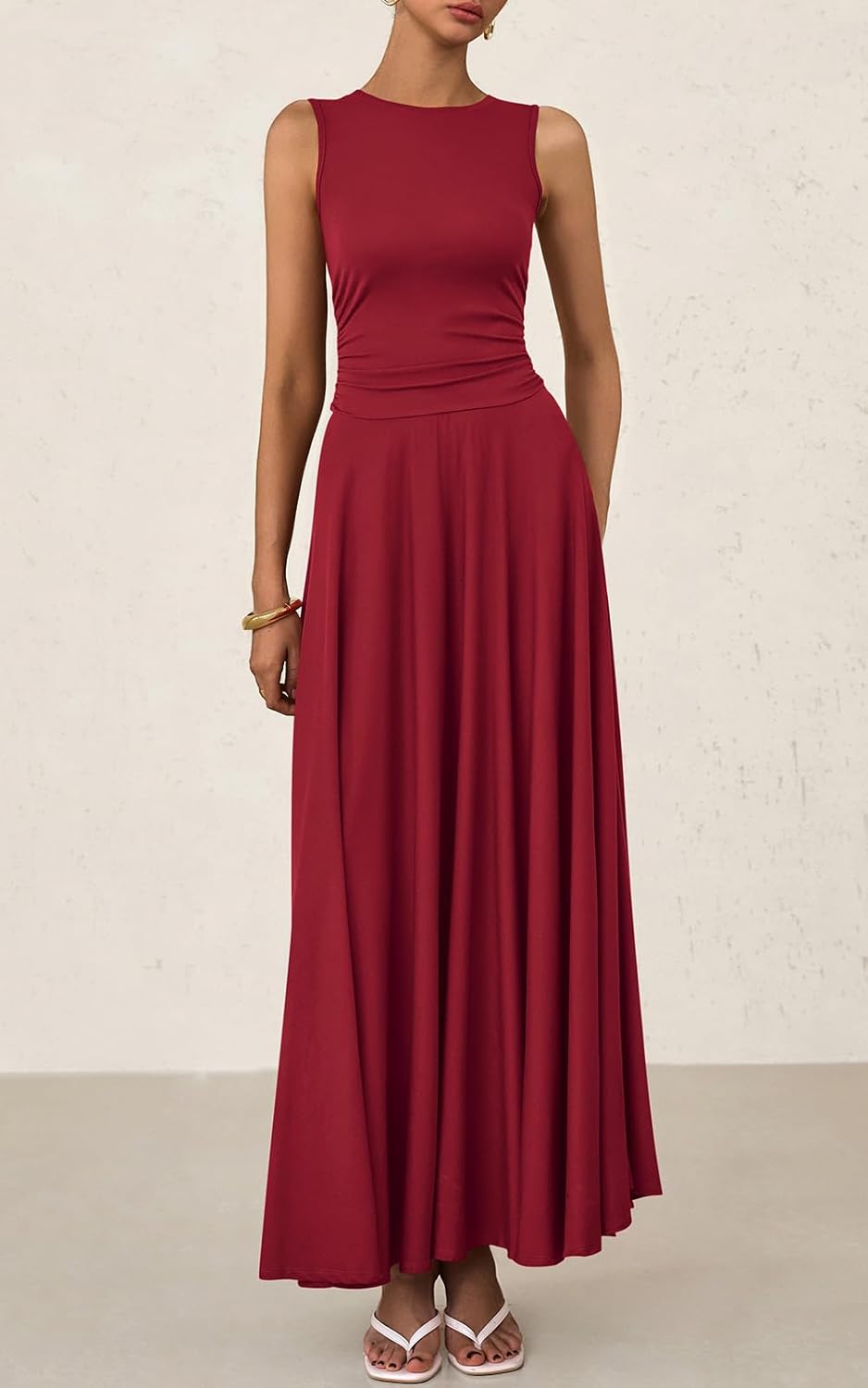 ⏰Hot Sale-Women's Casual Sleeveless Crewneck Aline Maxi Dress