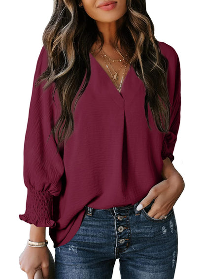 🔥Hot Sale-Womens Casual 3/4 Sleeve V Neck Loose Fit Basic Tees
