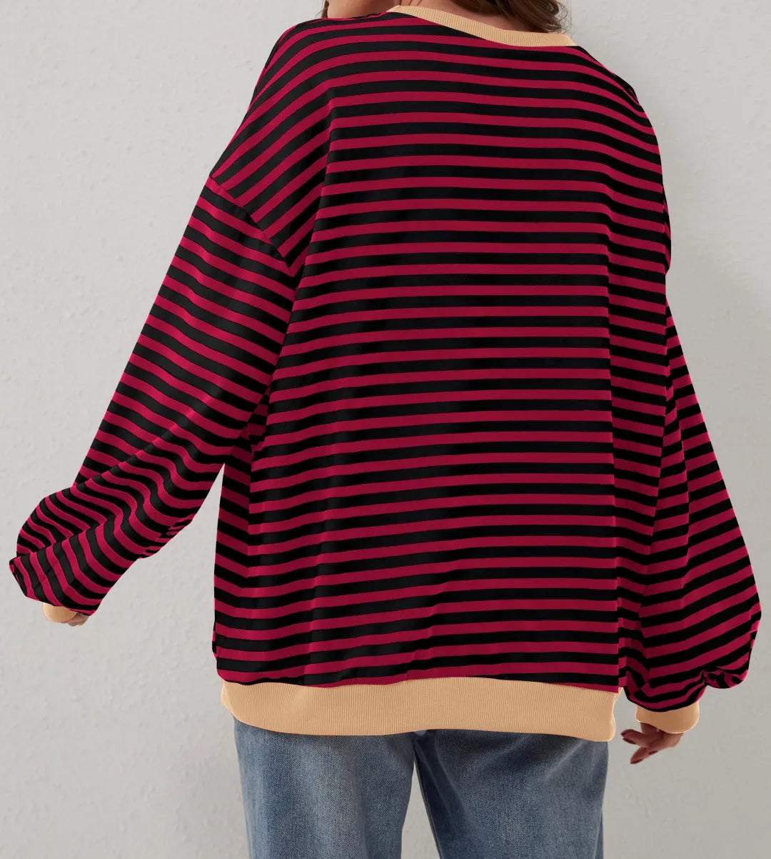 ⏰Hot Sale-Oversized Striped Color Block Sweatshirt