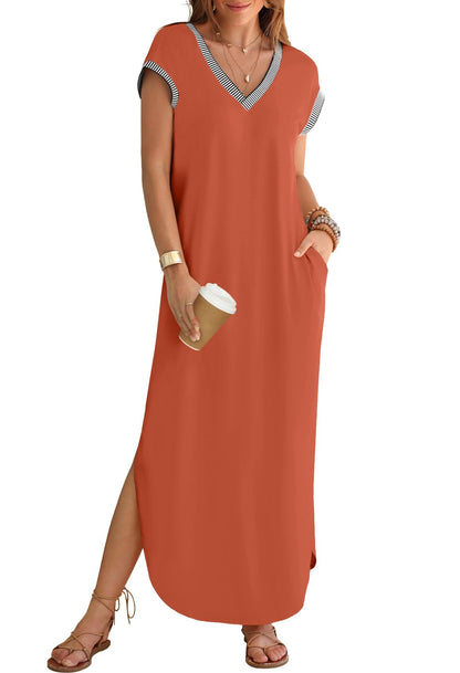 💃Women's V Neck Split Loose Long Dress (Buy 2 Free Shipping)