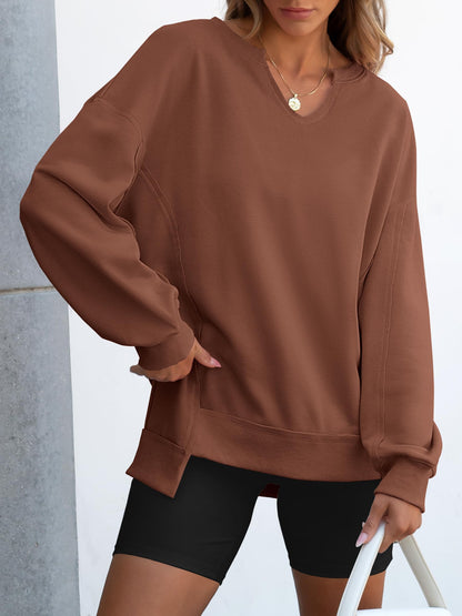 ✨Women's  Casual Oversized  V Neck Long Sleeve Sweatshirt