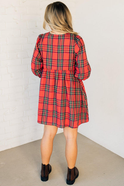 New Women's Holiday Plaid Mini Dress